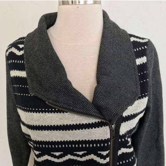 Anthro Blackletter Knit Side Zip Moto Jacket Sm - Picture 4 of 5